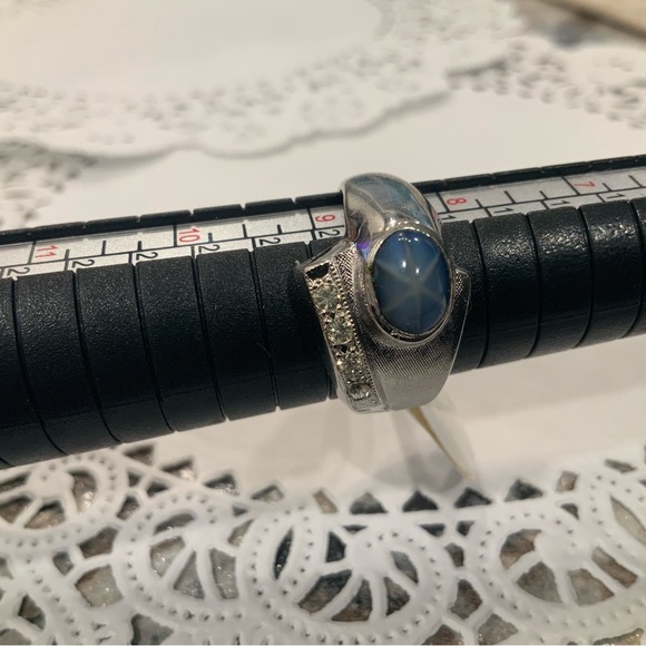 MEN'S OVAL THAI STAR SAPPHIRE RING HEAVY GOLD ELECTROPLATE  18KT SZ 8.5 - Picture 4 of 11